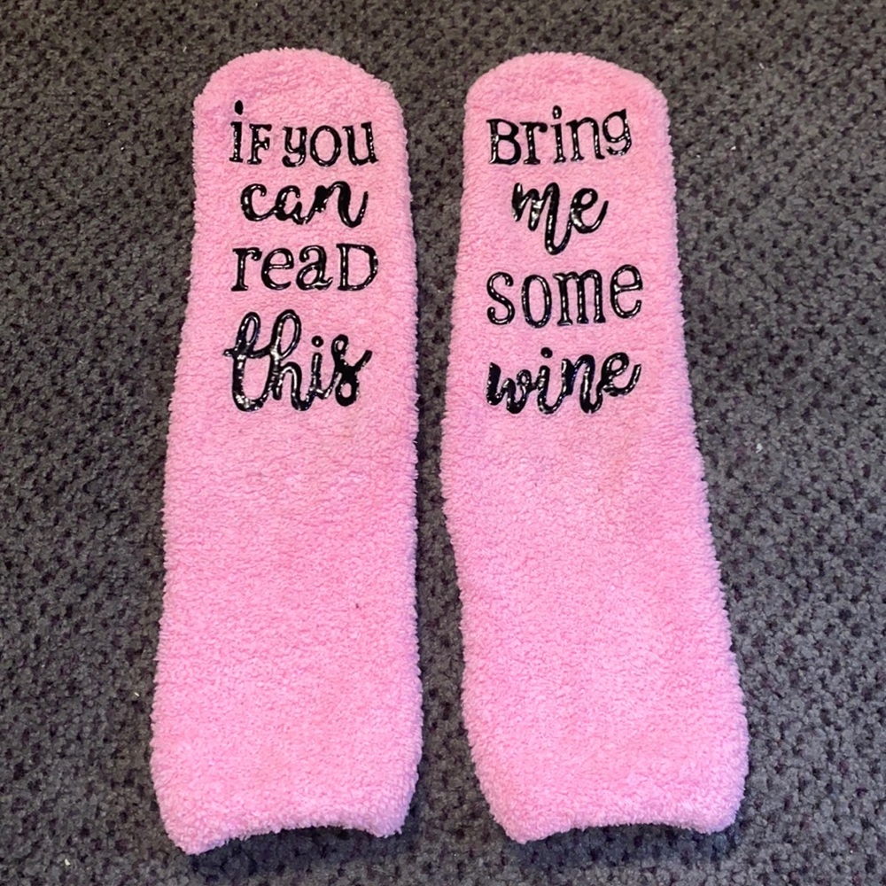 Adorable pink fuzzy socks